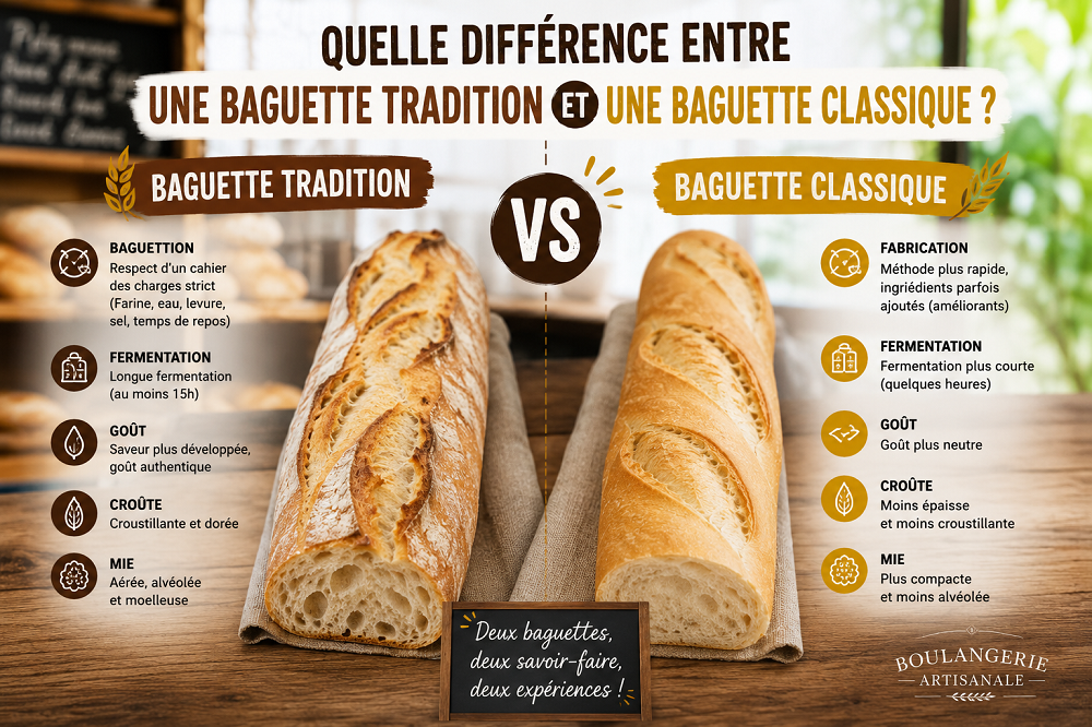 Quelle différence entre une baguette tradition et une baguette classique